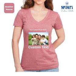 custom photo v-neck shirt, personalized v-neck shirt, family picture v-neck tee, your photo v-neck shirt, family photo g