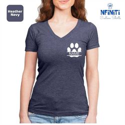 custom dog name v neck shirt, dog paw vneck tee, dog mom, pocket paw gift v-neck t-shirt, vet tech gift vneck, personali