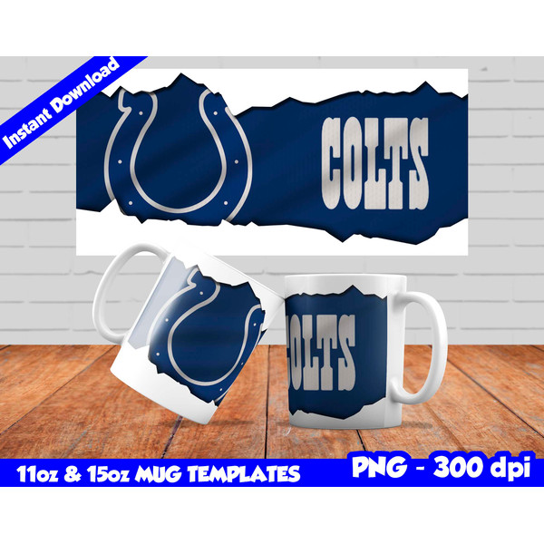 Colts Mug Design Png, Sublimate Mug Template, Colts Mug Wrap