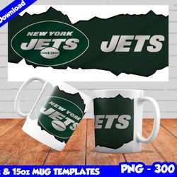Jets Mug Design Png, Sublimate Mug Template, Jets Mug Wrap, Sublimate Football Design PNG, Instant Download