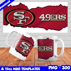 Niners Mug Design Png, Sublimate Mug Template, 49ers Mug Wrap, Sublimate Football Design PNG, Instant Download