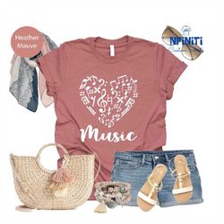 music lover shirts, music teacher shirt, music heart shirts, music notes shirt, music lover gifts, musical note shirts,