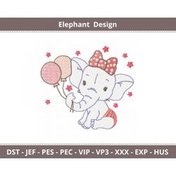 Baby Elephant Embroidery Design - Animal - Machine Embroidery Pattern - Instant Download Machine Embroidery Patterns & F
