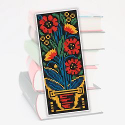 Cross stitch bookmark pattern Flowers, Plant embroidery design, Digital pattern, Cute bookmark, Gift for book lover