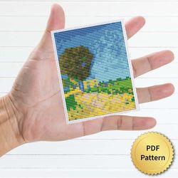 Avenue near Arles with Houses by Vincent Van Gogh Cross Stitch Pattern. Miniature Art, Easy Tiny