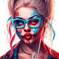 Image of a Beautiful Girl in Colorful Glasses with a Cocktail