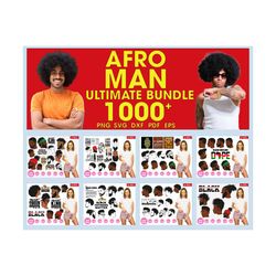 ultimate black afro man svg bundle 1000 files, giga bundle svg