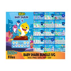350 baby shark svg bundle, shark family svg, baby shark themed