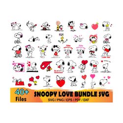 40 snoopy love bundle svg, valentine snoopy, snoopy heart svg