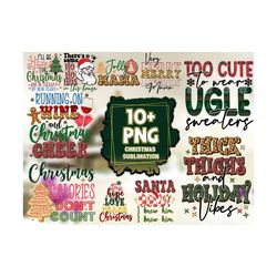 10 christmas sublimation bundle, christmas png, xmas png, christmas cut files