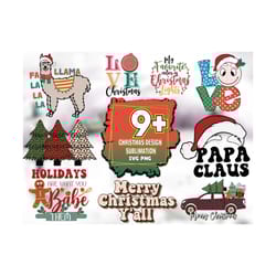 9 christmas design sublimation bundle, christmas svg, xmas svg, christmas clipart