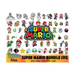 200 super mario bundle svg, mario svg, mario clipart, mario cricut