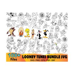 100 looney tunes bundle svg, looney tunes svg, baby looney svg