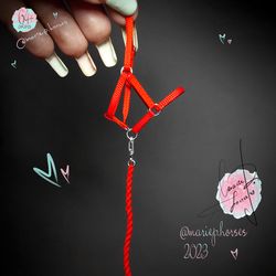 lsq breyer horse tack custom red halter lead rope set handmade model accessories traditional scale toys mariephorses