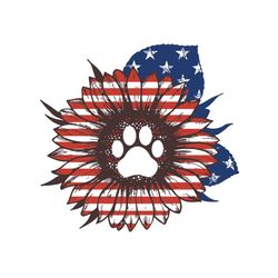 july 4th sunflower with dog paw svg, independence svg, 4th of july svg, sunflower and dog, dog paw svg, sunflower svg, f
