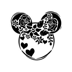 dark floral mickey head svg, disney svg, mickey svg, mickey head svg, floral mickey head, floral mickey svg, flower mick