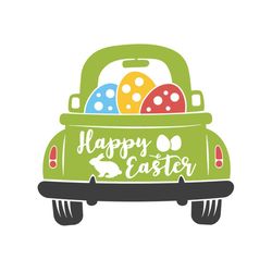 happy easter svg, easter svg, rabbit svg, bunny rabbit svg, easter egg svg, green truck svg, egg truck svg, rabbit lover