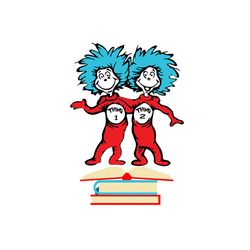 thing 1 thing 2 with books svg, dr seuss svg, thing 1 thing 2 svg, books svg, reading svg, cat in the hat svg, dr seuss
