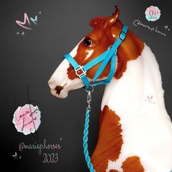 LSQ Turquoise Breyer halter lead rope set custom model horse TACK handmade realistic toy accessories trad MariePHorses