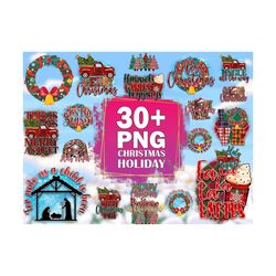30 designs christmas holiday sublimation png bundle, christmas svg, santa svg