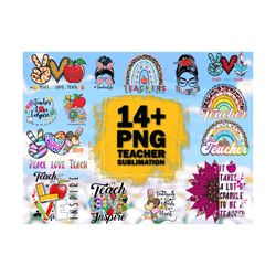 14 teacher sublimation designs png bundle, teacher png, teacher svg