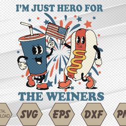 Hot Dog I'm Just Here For The Wieners 4Th Of July Svg, Eps, Png, Dxf, Digital Download