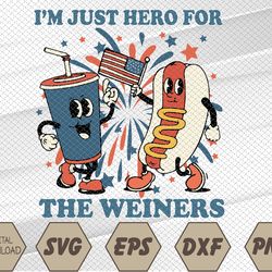 hot dog i'm just here for the wieners 4th of july svg, eps, png, dxf, digital download