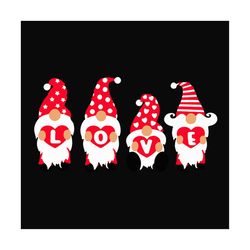 three gnomes holding hearts svg files for silhouette, files for cricut, svg, dxf, eps, png instant download