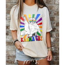 lgbt karma cat vintage shirt, lgbtq cat shirt, funny lgbt shirt, ally cat tee, cat lover tee, ally pride outfit, pride s
