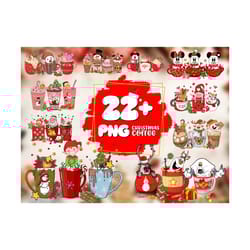 20 christmas coffee png, christmas png, peppermint latte, christmas cricut file, coffee png, coffee sublimation, pink ch