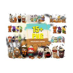 15 halloween coffee png bundle, halloween png, halloween boo, coffee png, boo coffee, villains latte, fall latte png, ho