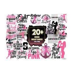 20 design breast cancer svg png bundle, breast cancer svg