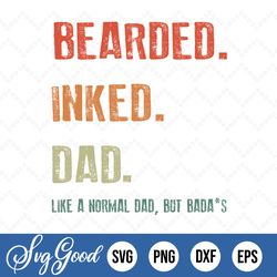 bearded inked dad png svg, vingtage bearded dad, vintage bearded men, funny bearded daddy saying, happy father's day, mu