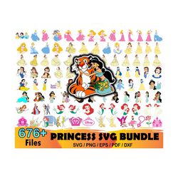 676 princess svg bundle, disney svg, cinderella svg, aurora svg