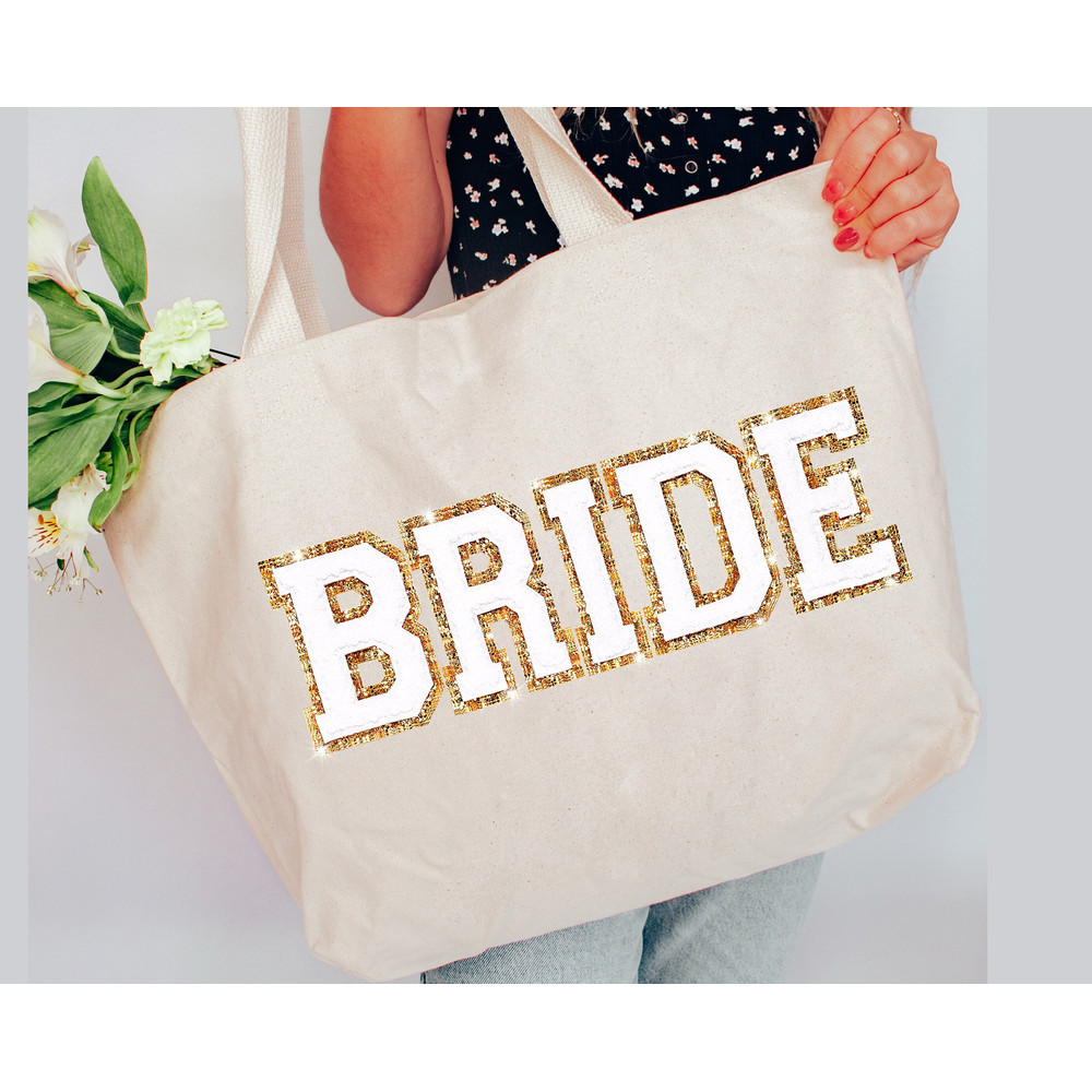 Bride Tote Bag, Letter Patch Bride Bag, Engagement Gifts for Bride Gift, Bridal Shower Gift, Future Mrs Honeymoon Gifts, Custom Tote Bag - 1.jpg
