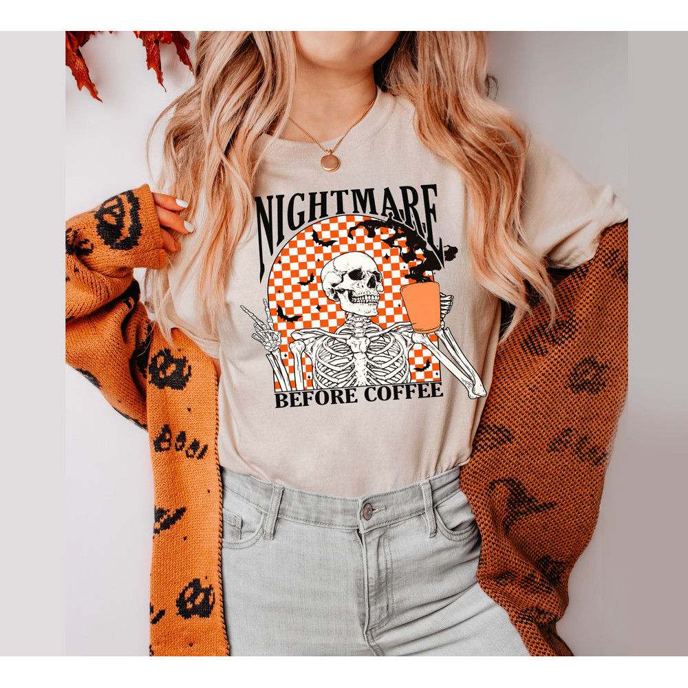 Funny Halloween Sweatshirt, Skeleton Halloween Shirt Coffee Fall Shirt, Fall Sweatshirt for Women - 4.jpg