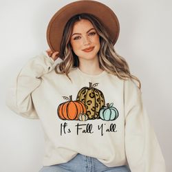 its fall yall, fall sweatshirt for women, fall shirt, pumpkin shirt, fall crewneck womens halloween shirt
