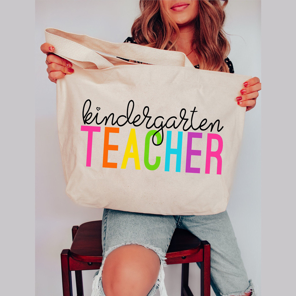 Kindergarten Teacher Tote Bag, Back to School Teacher Gift First Day of School Gifts Personalized Embroidered Custom Teacher Bag - 1.jpg