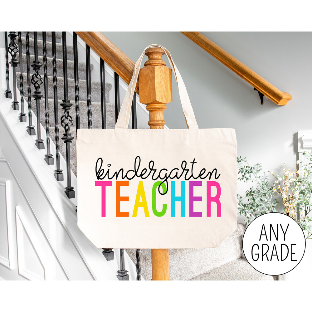 Kindergarten Teacher Tote Bag, Back to School Teacher Gift First Day of School Gifts Personalized Embroidered Custom Teacher Bag - 3.jpg