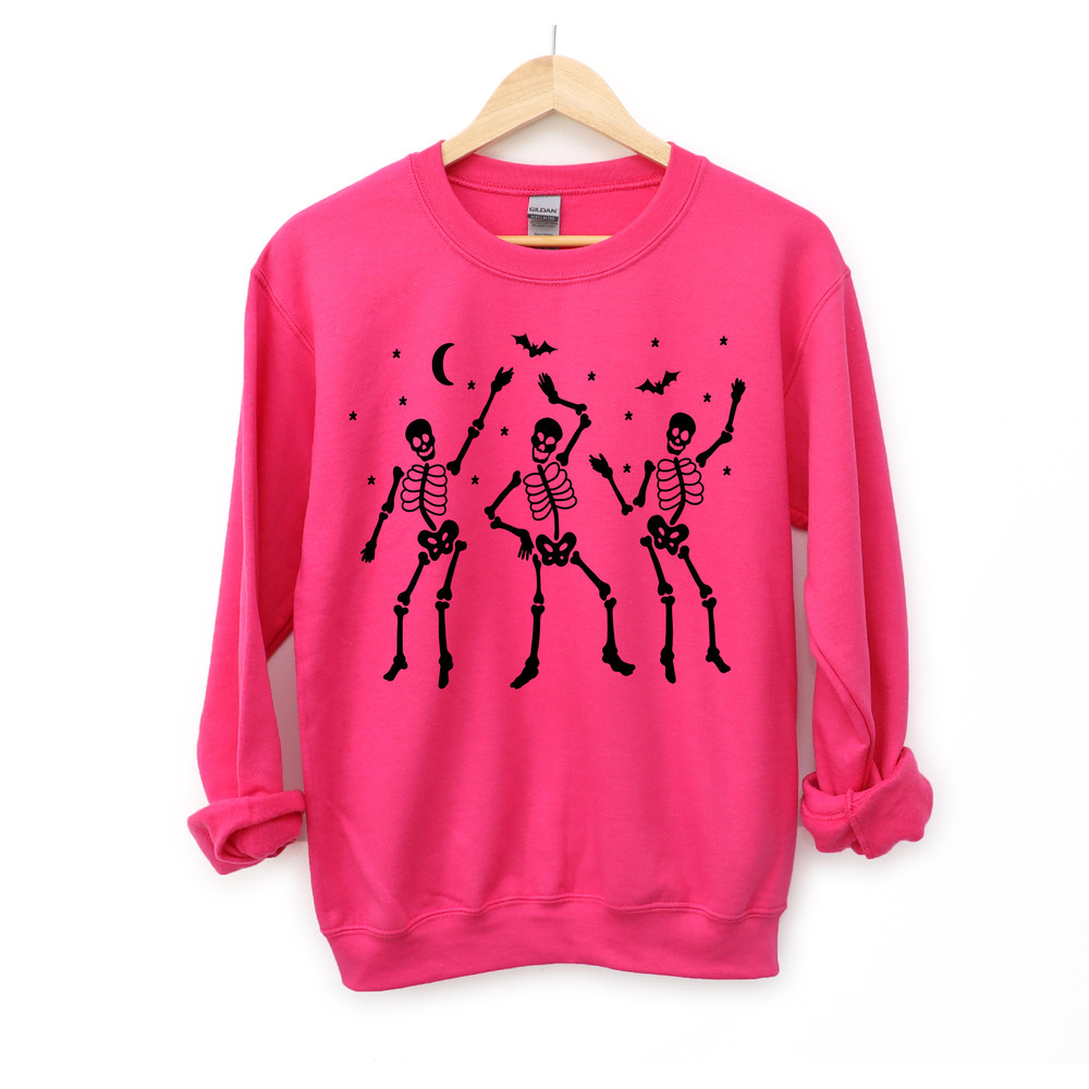 Skeleton Halloween Sweatshirt, Halloween Sweater, Halloween Shirts for Women, Dancing Skeletons Halloween Crewneck Halloween Party Shirt - 2.jpg