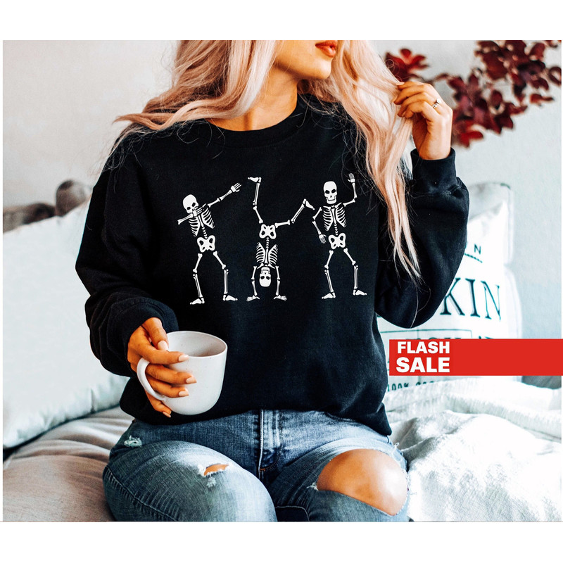 Skeletons Halloween Sweatshirt, Skeleton Sweatshirt, Funny Halloween Shirts for Women, Halloween Sweater, Halloween Crewneck - 1.jpg