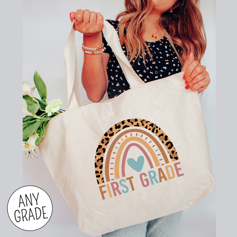 Teacher Tote Bag, Boho Teacher Bag, Back to School Teacher Gifts for Teacher First Day Gift Floral, Teach them Love them Watch them Grow - 2.jpg