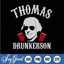 thomas drunkerson 4th of july tank top - navy blue with white & red print, fourth of july svg, patriotic, drinking, ben