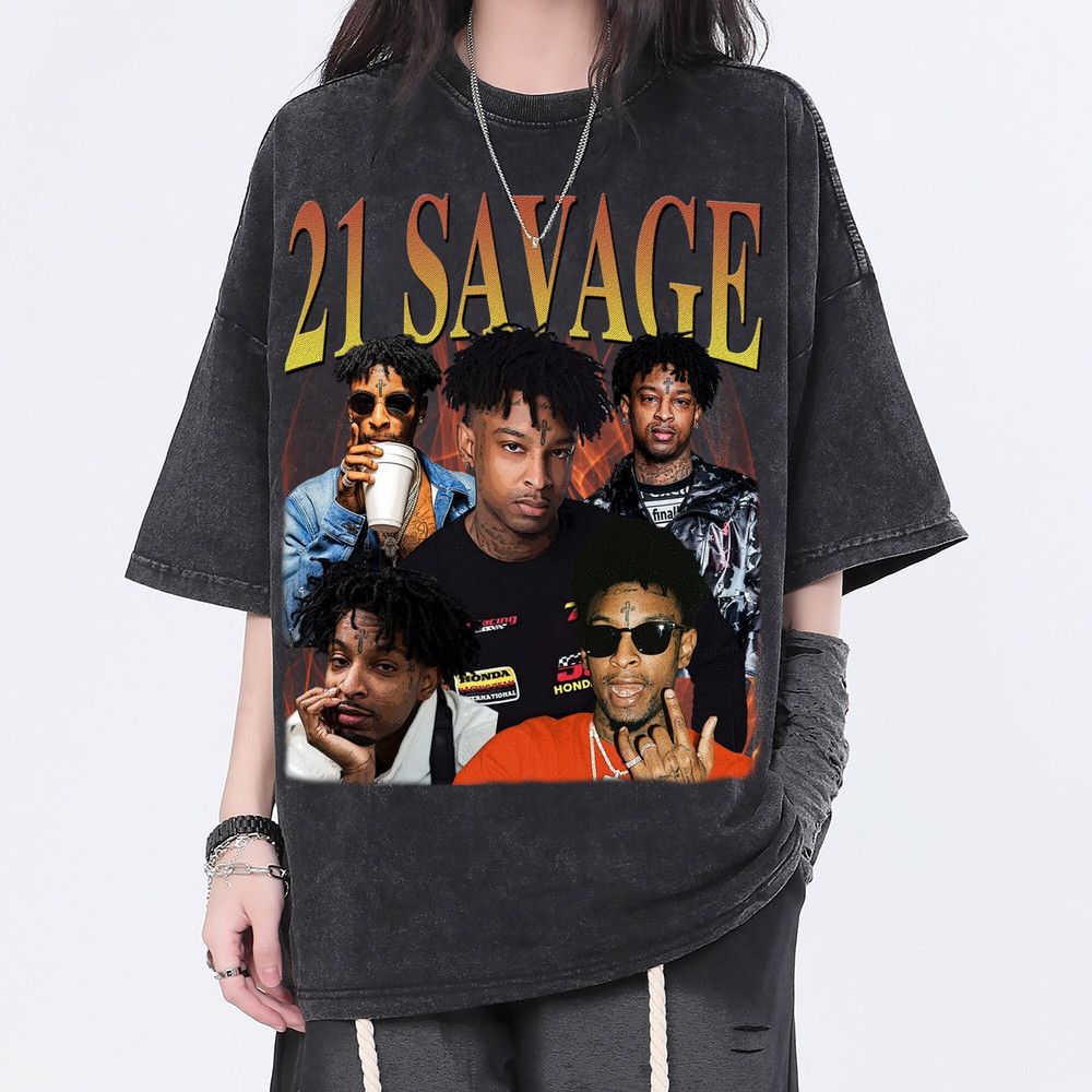 21 Savage Vintage Washed Shirt, Hiphop Rapper Retro 90's T-Shirt, Fans Gift For Women, Homage Tee For Men - 1.jpg
