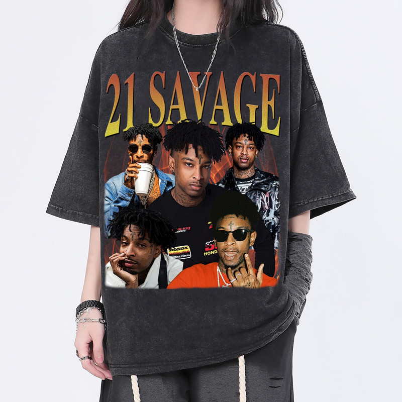 21 Savage Vintage Washed Shirt, Hiphop Rapper Retro 90's T-Shirt, Fans Gift For Women, Homage Tee For Men - 1.jpg