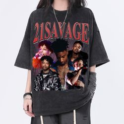 21 savage vintage washed shirt, hiphop rapper retro 90s t-shirt, fans gift for women, homage tee for men