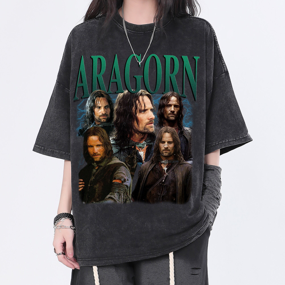 Aragorn Vintage Washed Shirt, Actor Homage Graphic Unisex T-Shirt, Bootleg Retro 90's Fans Tee Gift - 1.jpg