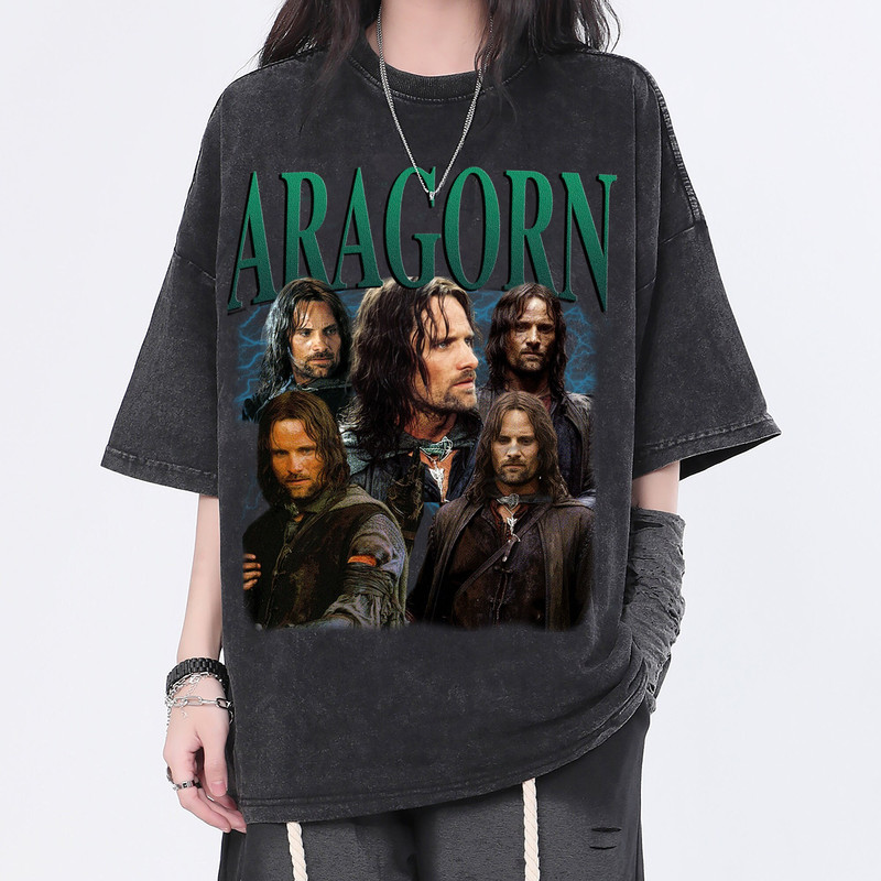 Aragorn Vintage Washed Shirt, Actor Homage Graphic Unisex T-Shirt, Bootleg Retro 90's Fans Tee Gift - 1.jpg