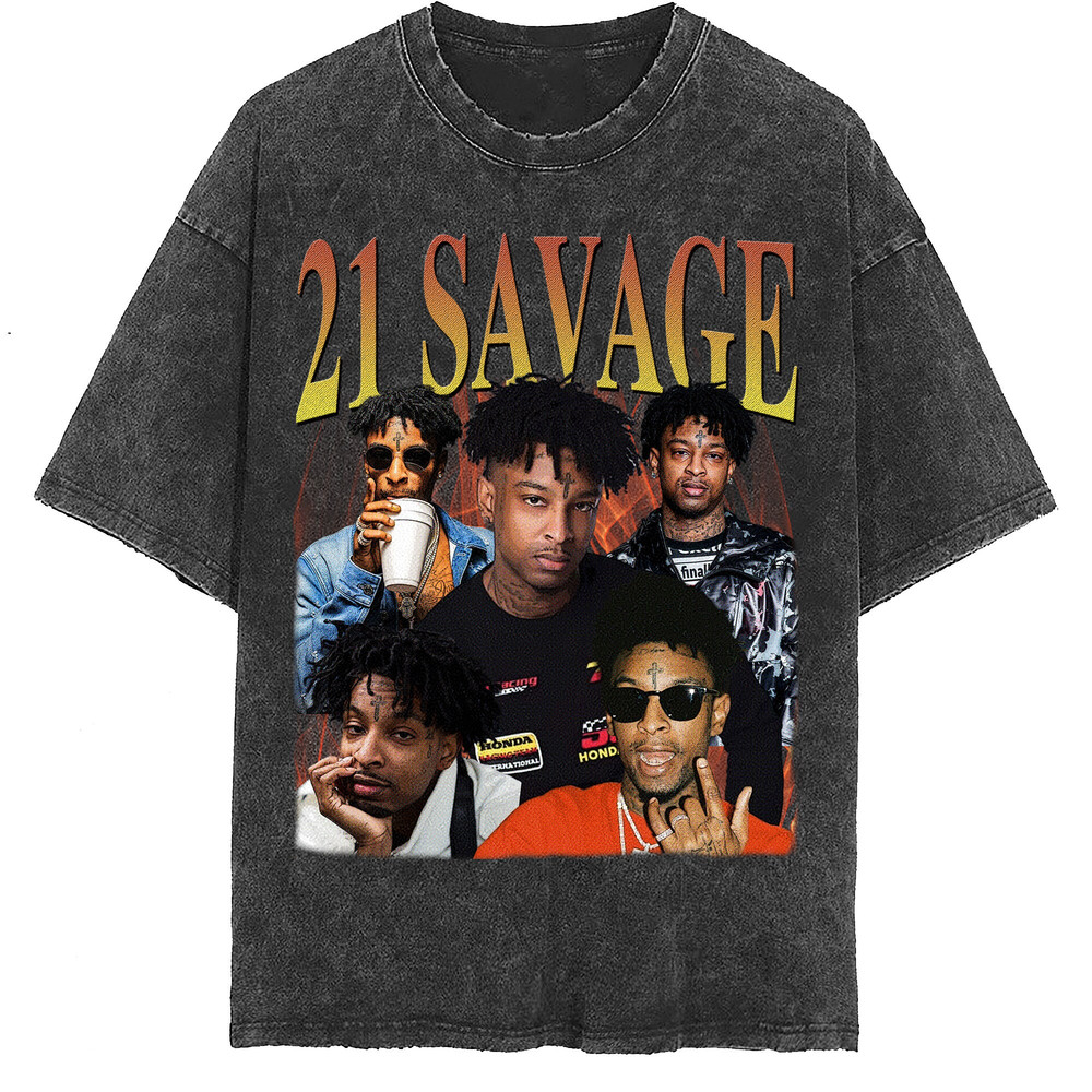 21 Savage Vintage Washed Shirt, Hiphop Rapper Retro 90's T-Shirt, Fans Gift For Women, Homage Tee For Men - 2.jpg