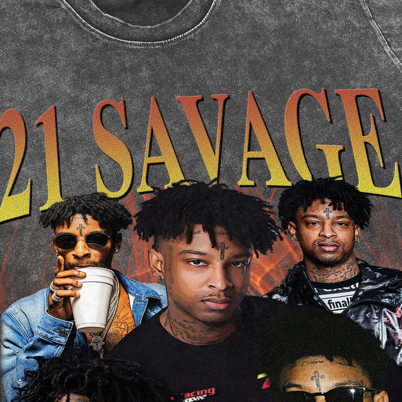 21 Savage Vintage Washed Shirt, Hiphop Rapper Retro 90's T-Shirt, Fans Gift For Women, Homage Tee For Men - 3.jpg